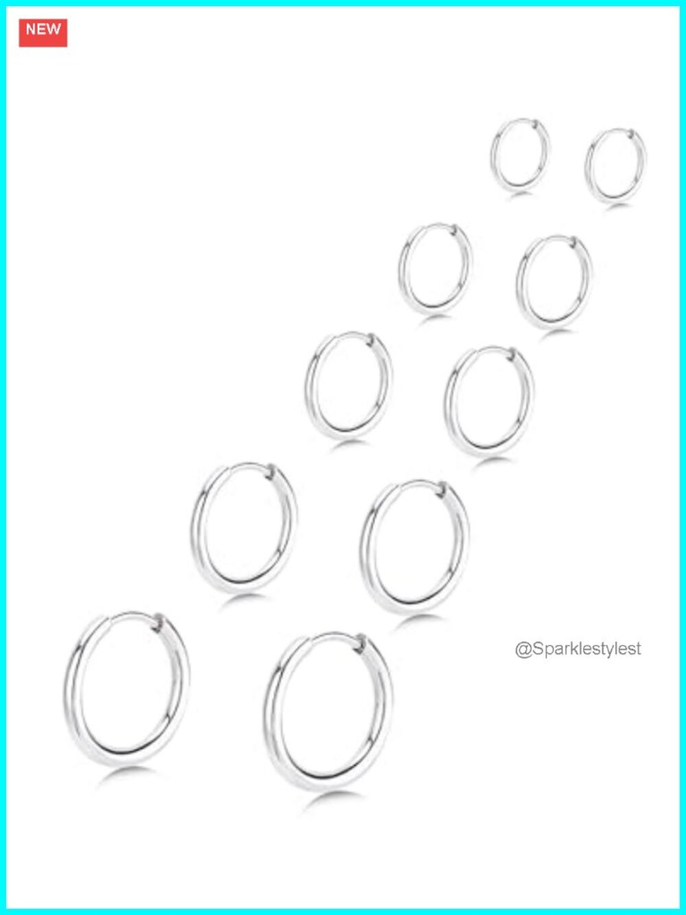 Stainless Steel Huggie Hoop Earrings Set Cartilage Piercing 5 Pairs